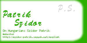 patrik szidor business card